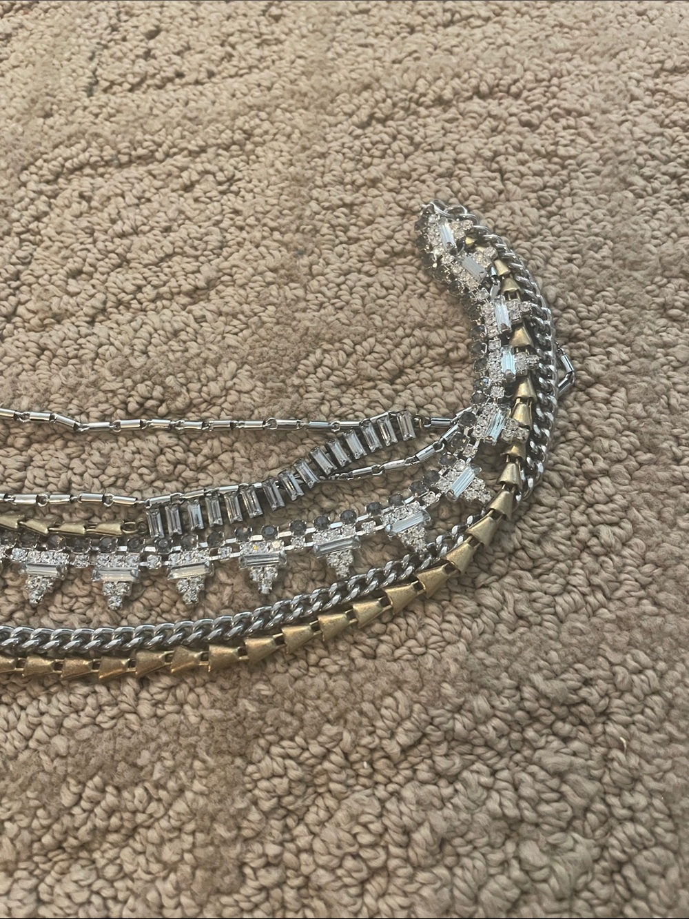 Stella & Dot Silver and Gold Multi-Strand Crystal Necklace - Picture 4 of 5